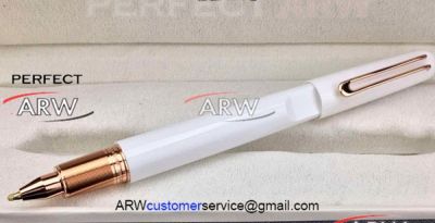 Perfect Replica White Mont Blanc M Marc Newson Fineliner Pen Rose Gold Clip